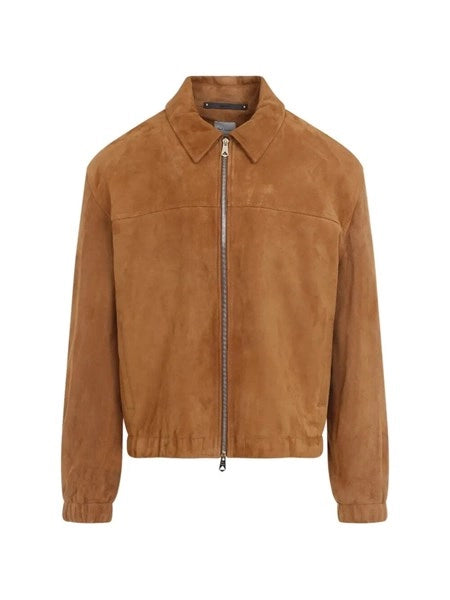Giacca bomber in pelle scamosciata