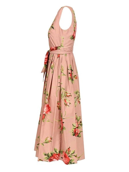 Abito in cotone stampa bouquet rose