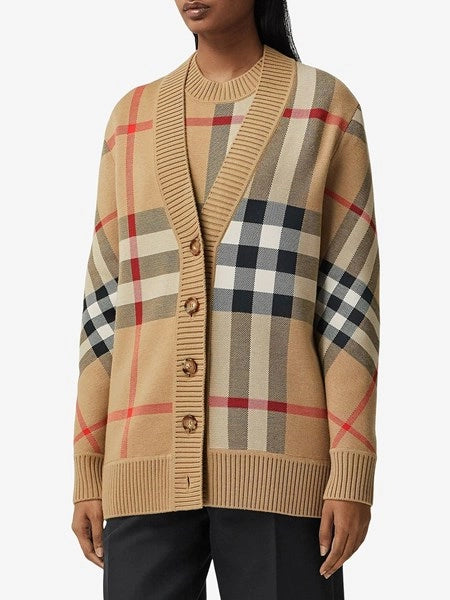 Cardigan in misto lana Check