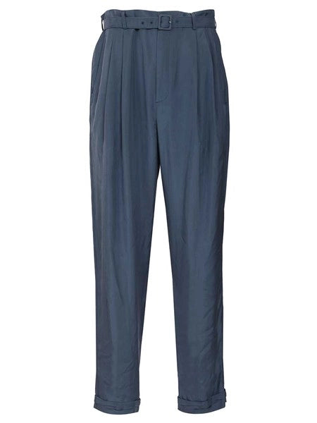 Pantaloni con cintura in seta habutai