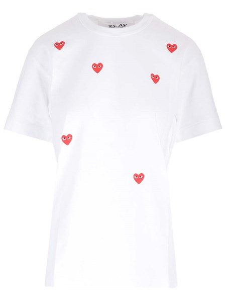 T-shirt con mini cuori rossi