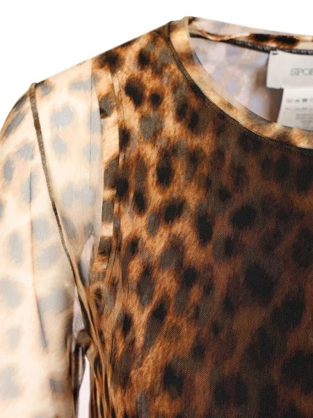 Top bi-materiale animalier