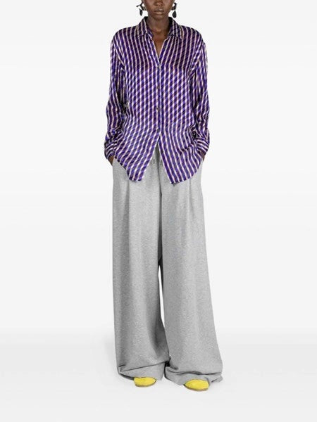 Camicia in raso dévoré a righe