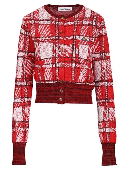 Cardigan a quadri scarabocchiati