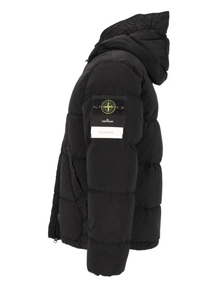 Piumino con cappuccio in tessuto Nylon Metal