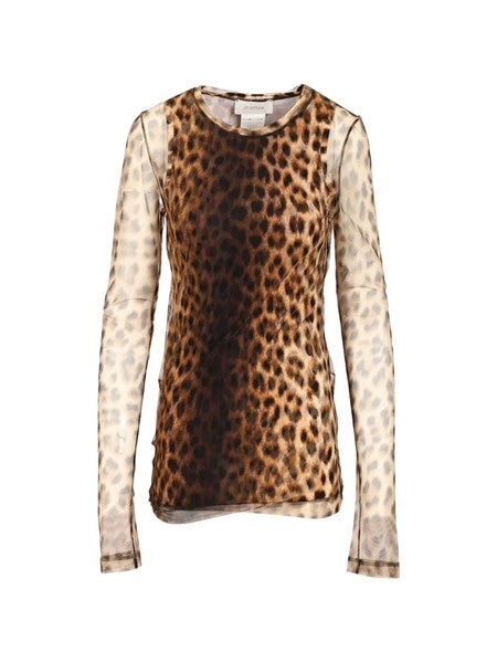 Top bi-materiale animalier