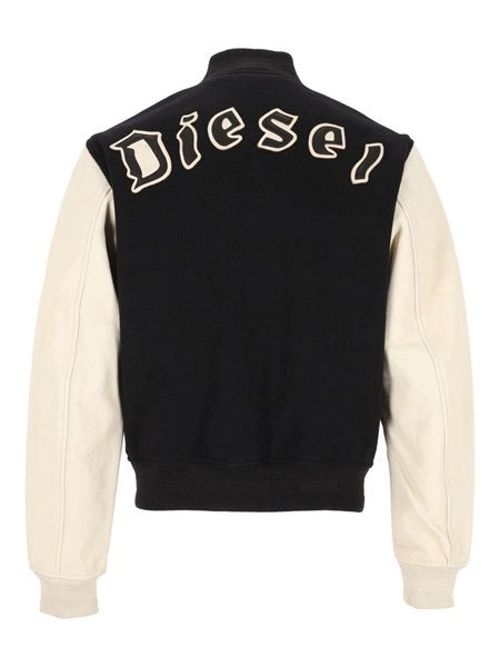 Giacca bomber in misto lana e pelle
