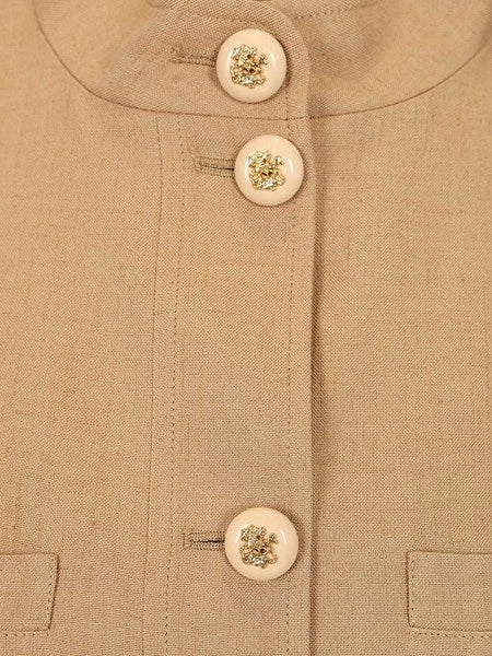 Giacca in twill ricamata con cintura