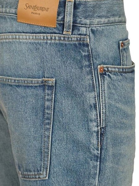 jeans slim rilassati a vita bassa in denim blu