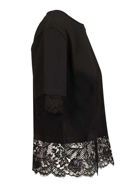 T-shirt in cotone con pizzo