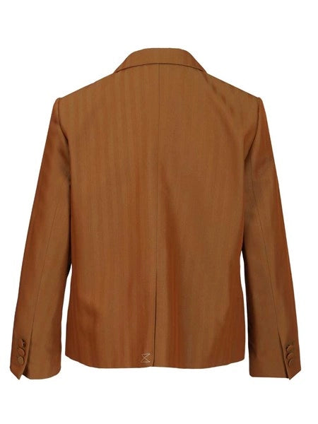 Blazer corto in twill di lana a righe