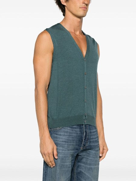 Gilet verde petrolio in lana