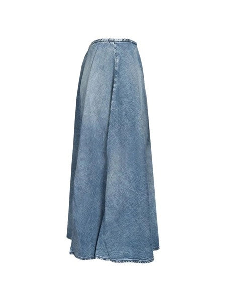 Gonna ampia in denim fluido