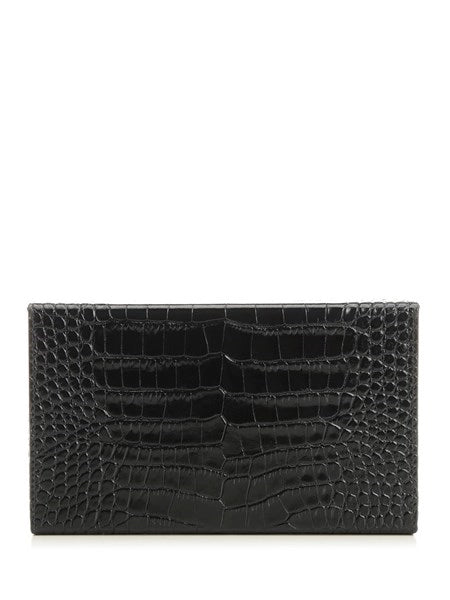 Clutch in pelle lucida effetto coccodrillo