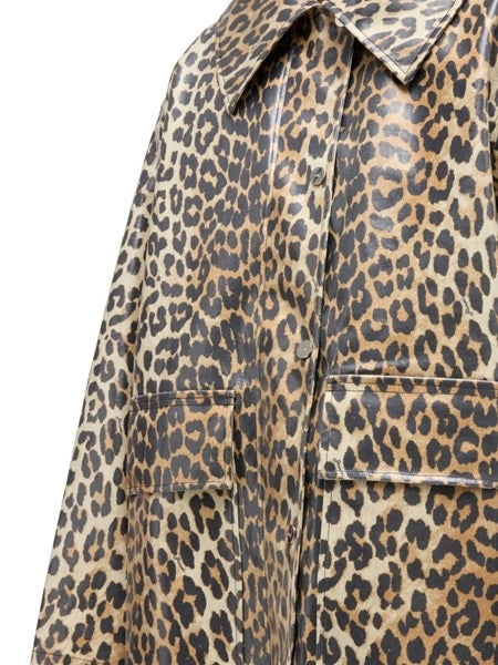 Giacca di cotone laminato leopardo