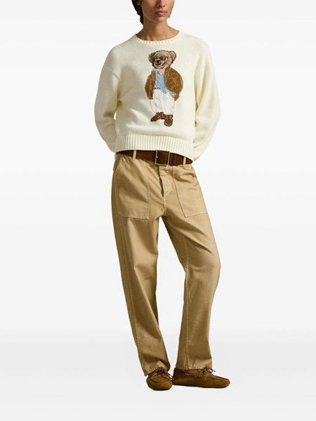 Pullover Polo Bear in cotone con intarsi