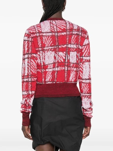 Cardigan a quadri scarabocchiati