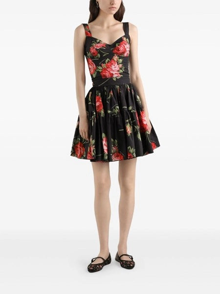 Top bustier stampa bouquet rose