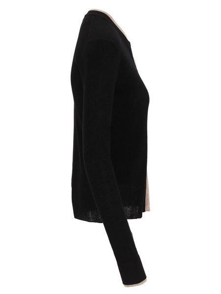 Cardigan layerd in lana e seta