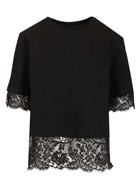 T-shirt in cotone con pizzo