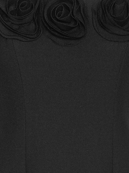 Abito midi in crêpe nero con stampa floreale