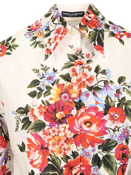 Camicia in cotone stampa mazzo di fiori
