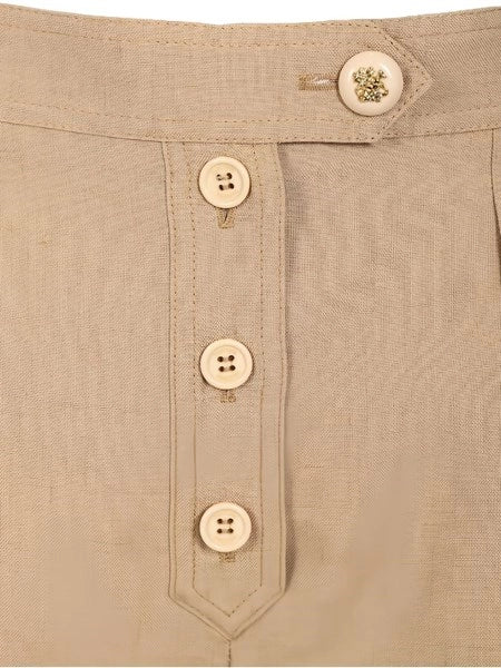 Shorts in lino e viscosa