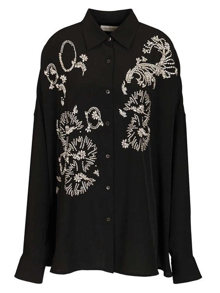 Camicia oversize con cristalli
