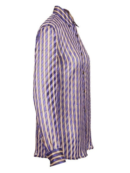 Camicia in raso dévoré a righe