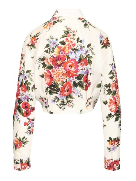Camicia in cotone stampa mazzo di fiori