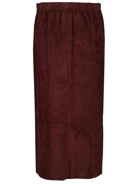 Gonna longuette in pelle scamosciata