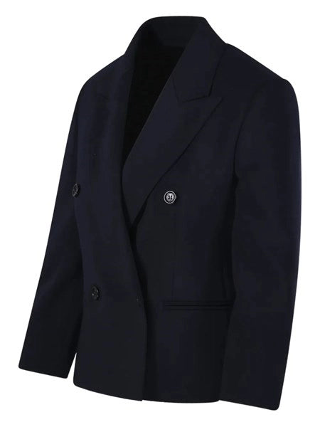 Blazer crop in tela di lana