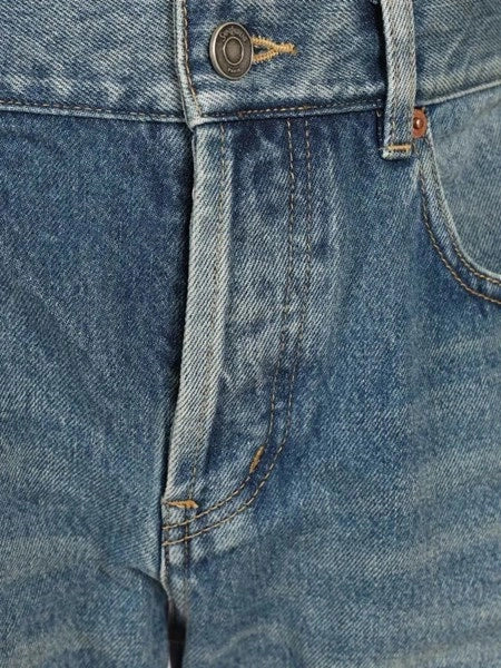 jeans slim rilassati a vita bassa in denim blu