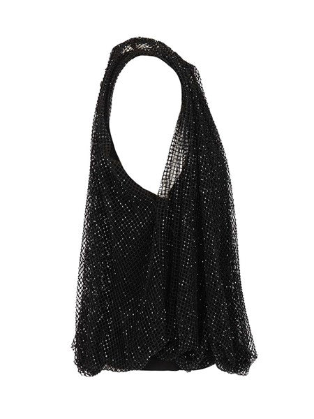 Top in rete con cristalli
