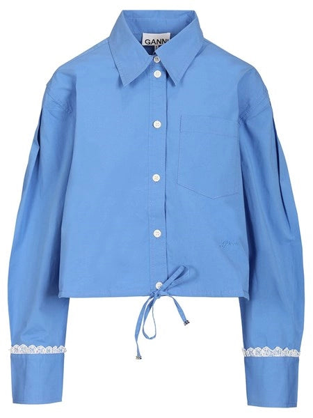 Camicia in cotone con dettagli in pizzo