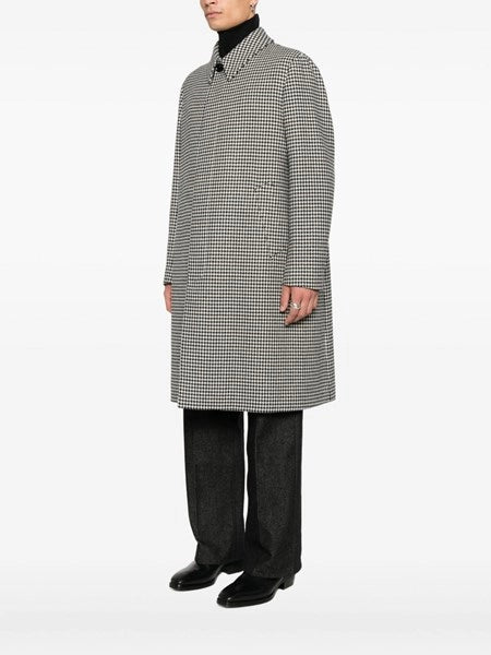 Cappotto pied de poule in lana e cashmere