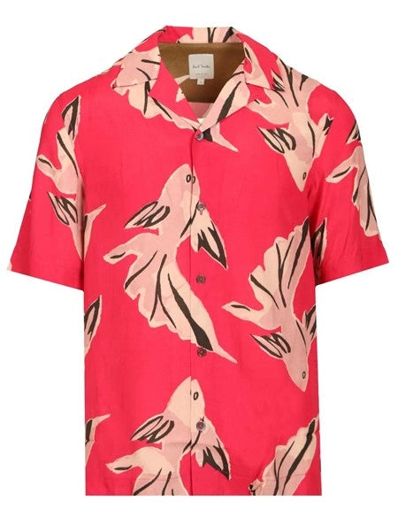 Camicia in viscosa con motivo "Fish"