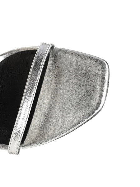 Sandali in pelle metallizzata con cristalli