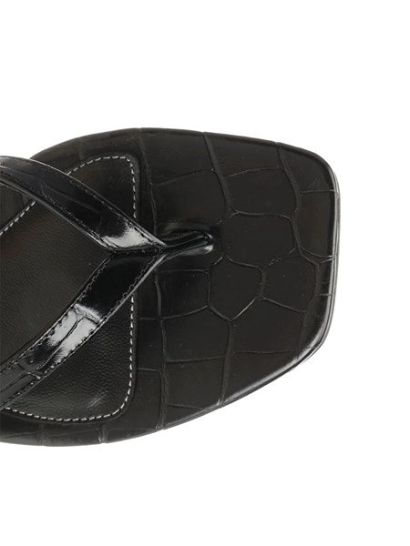 Sandali infradito in pelle stampata