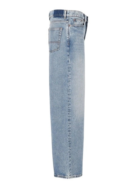 Jeans boyfriend in denim azzurro effetto stone washed