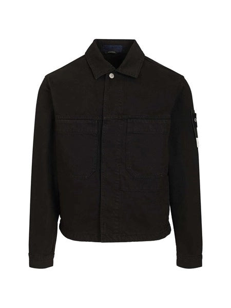 Biker in denim BIKER JACKET LIGHT BULL DENIM-TC, GARMENT DYED BLACK