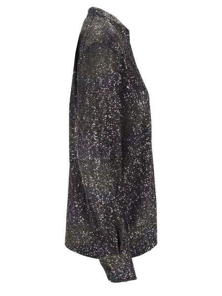 Camicia oversize con applicazione di paillettes