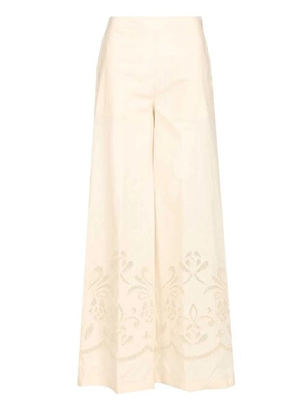 pantalone cropped in popeline con ricamo “lunamaris”