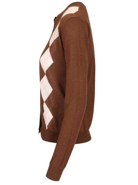 Cardigan in lana e seta Argyle