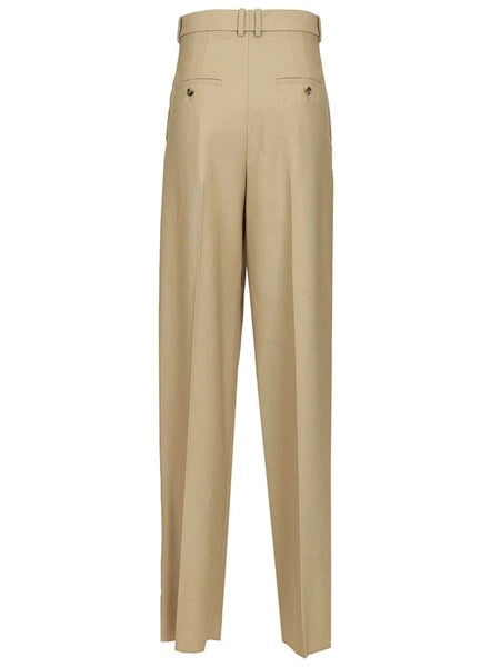 Pantaloni in lana e tela di seta