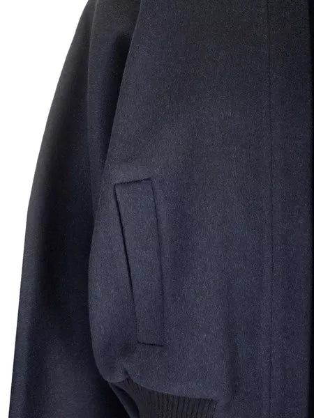 Cappotto corto in cashmere blu marino