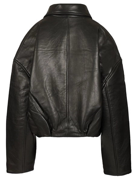 Giacca in pelle boxy