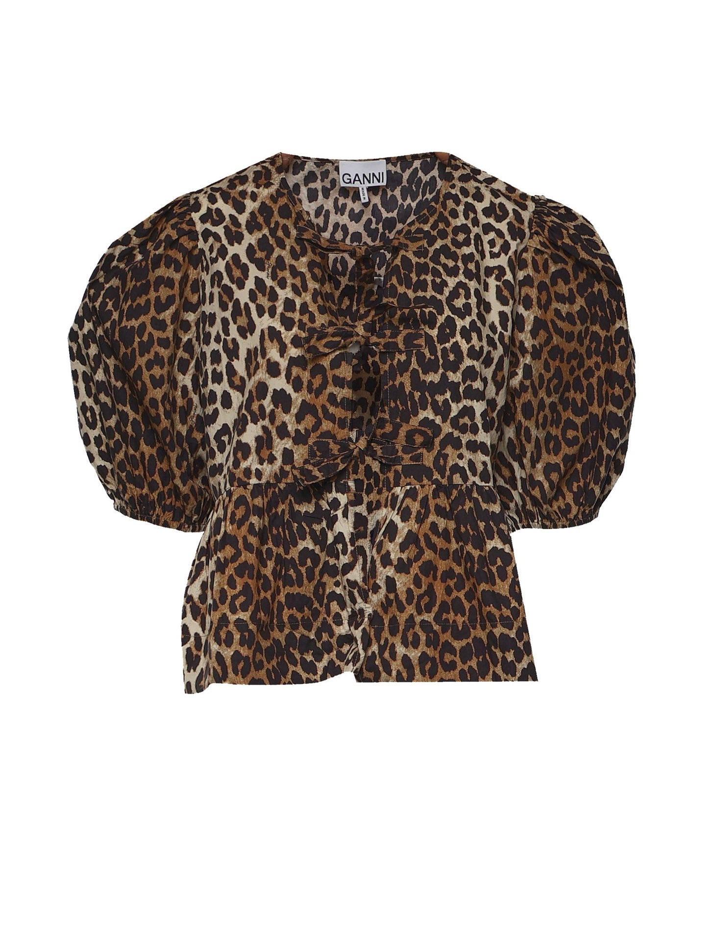 Blusa in cotone con stampa animalier