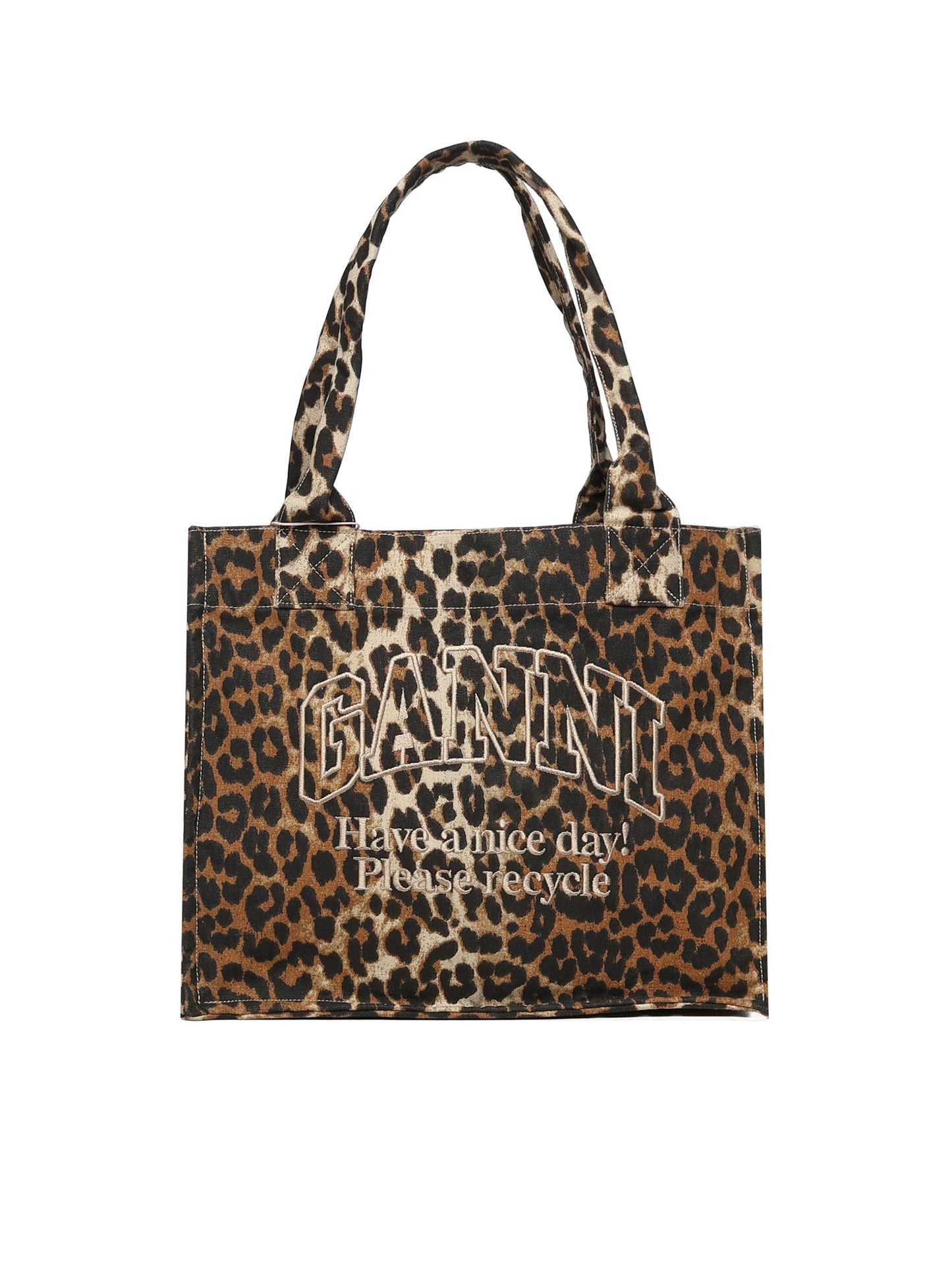 Borsa tote in tela con stampa animalier