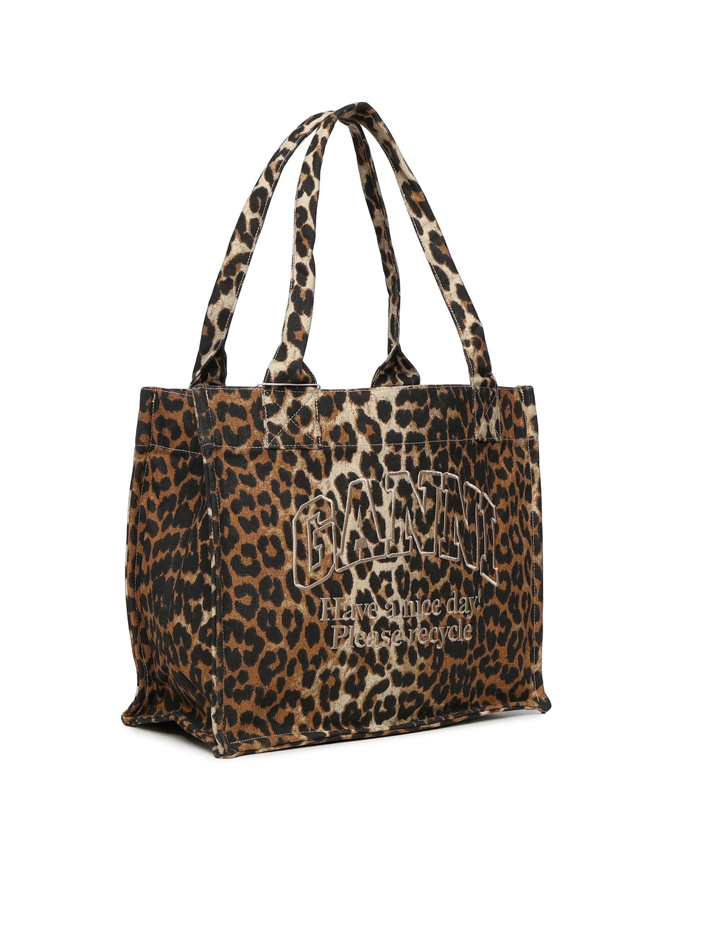 Borsa tote in tela con stampa animalier